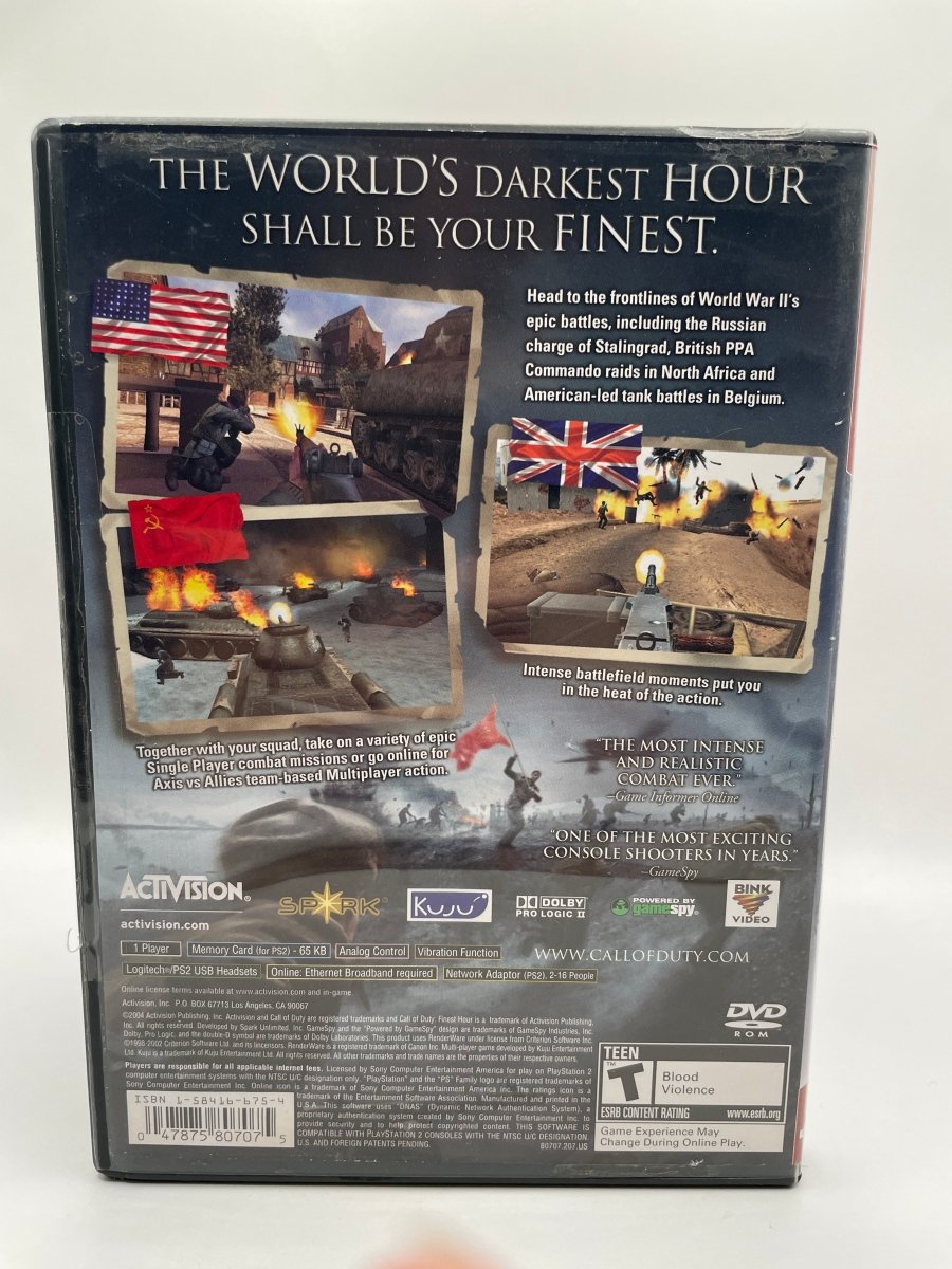 Call of Duty Finest Hour [Greatest Hits] CL01 (Missing Manual) PlayStation 2