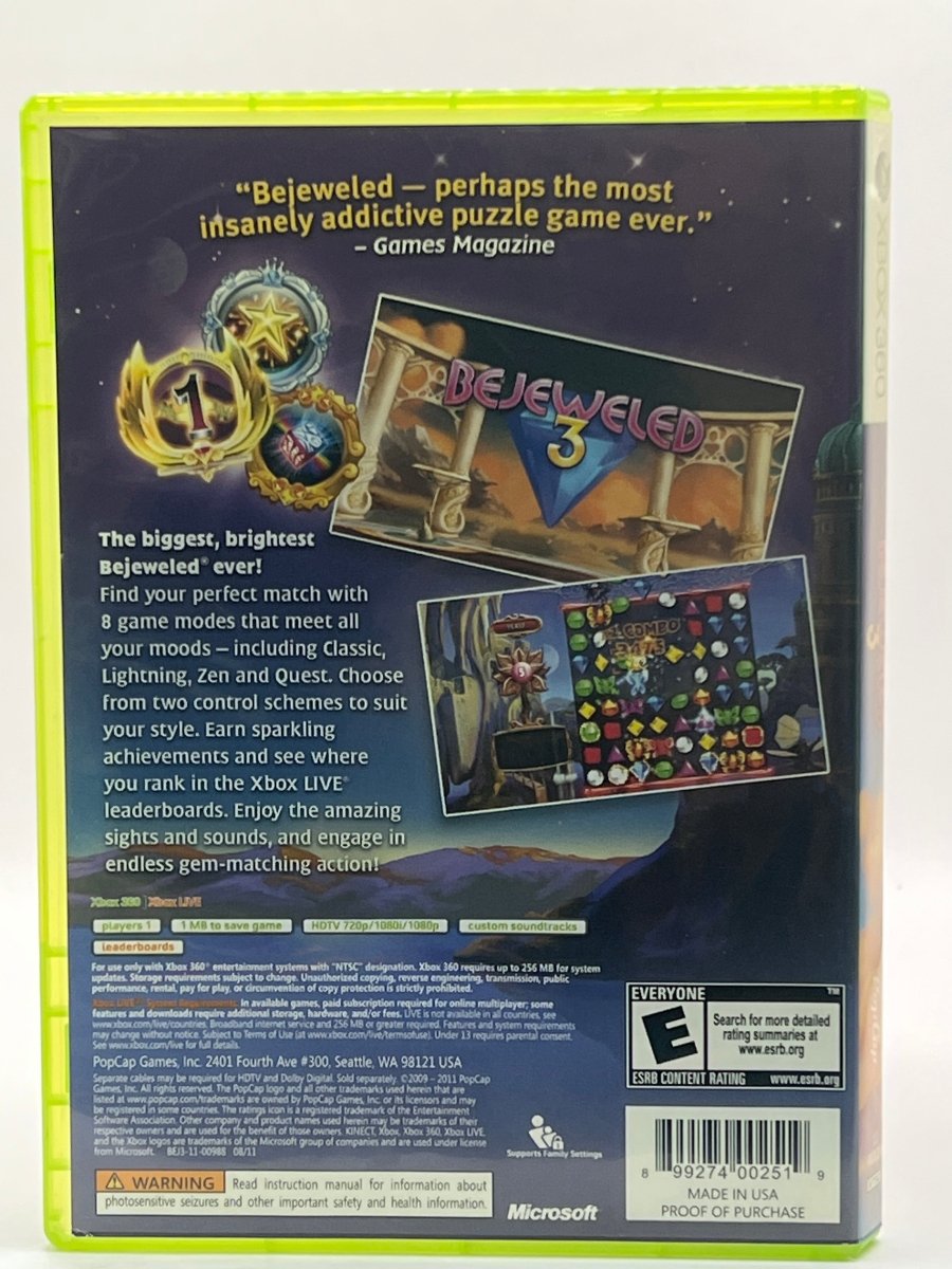 Bejeweled 3 CL01 (CIB) Xbox 360