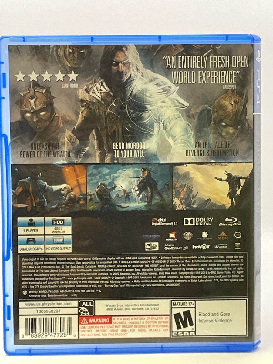Middle Earth: Shadow of Mordor [Game of the Year] CL01 (CIB) PlayStation 4