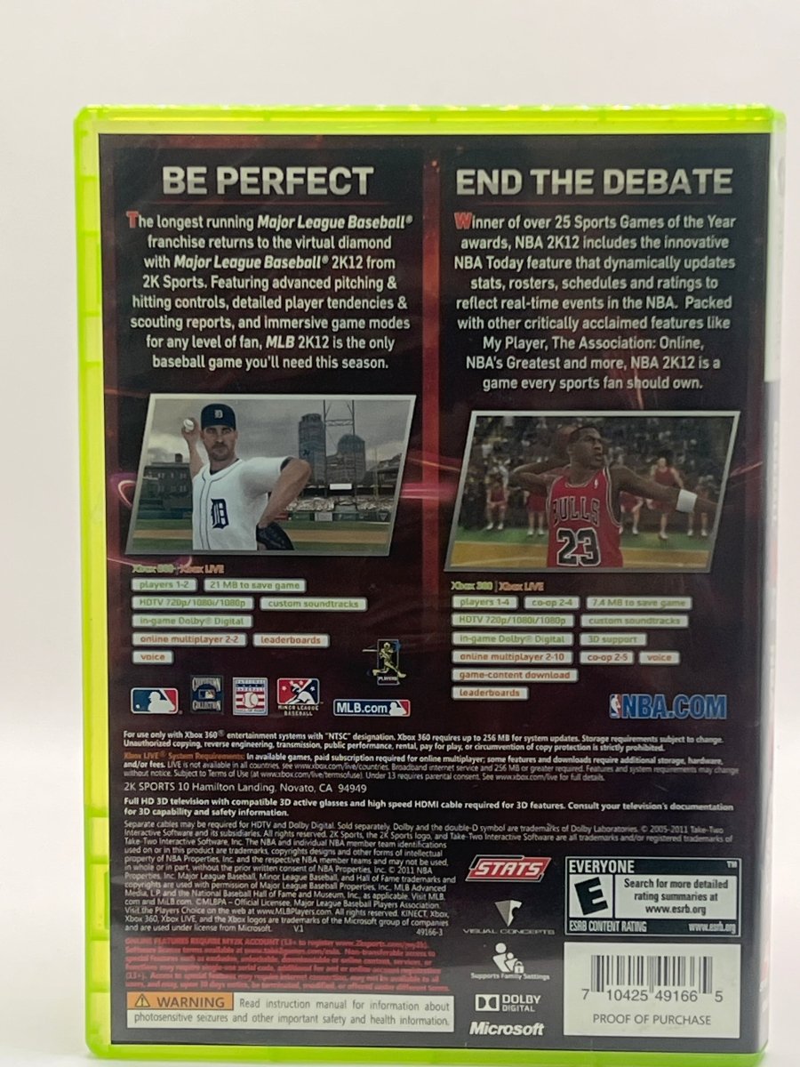 2K12 Sports Combo Pack MLB 2K12 NBA 2K12 CL01 (CIB) Xbox 360