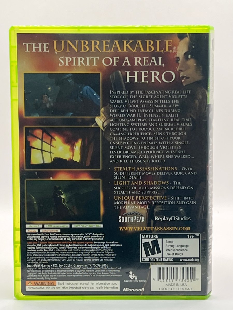 Velvet Assassin CL01 (CIB) Xbox 360