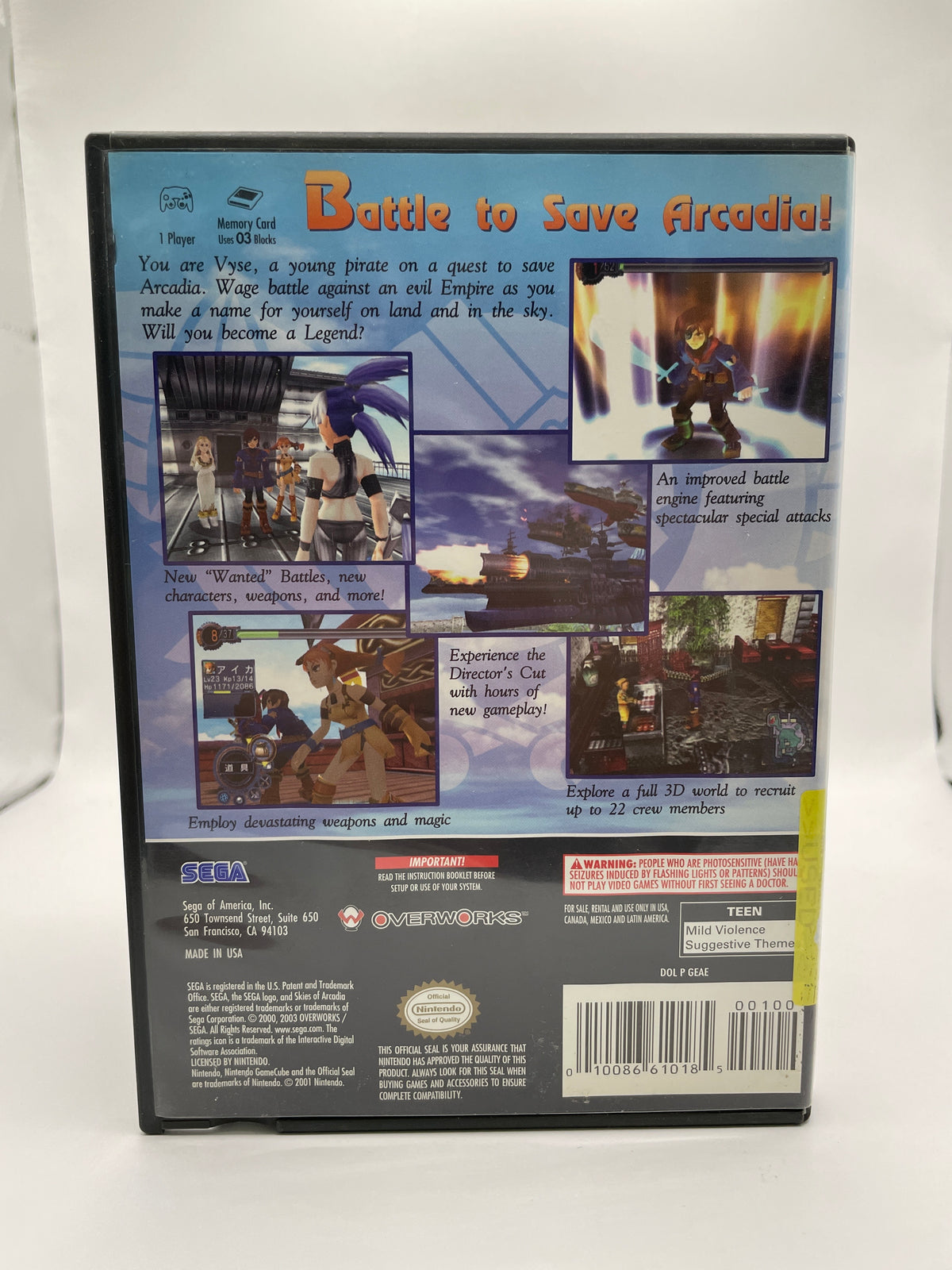 Skies of Arcadia Legends CL01 (Missing Manual) Gamecube