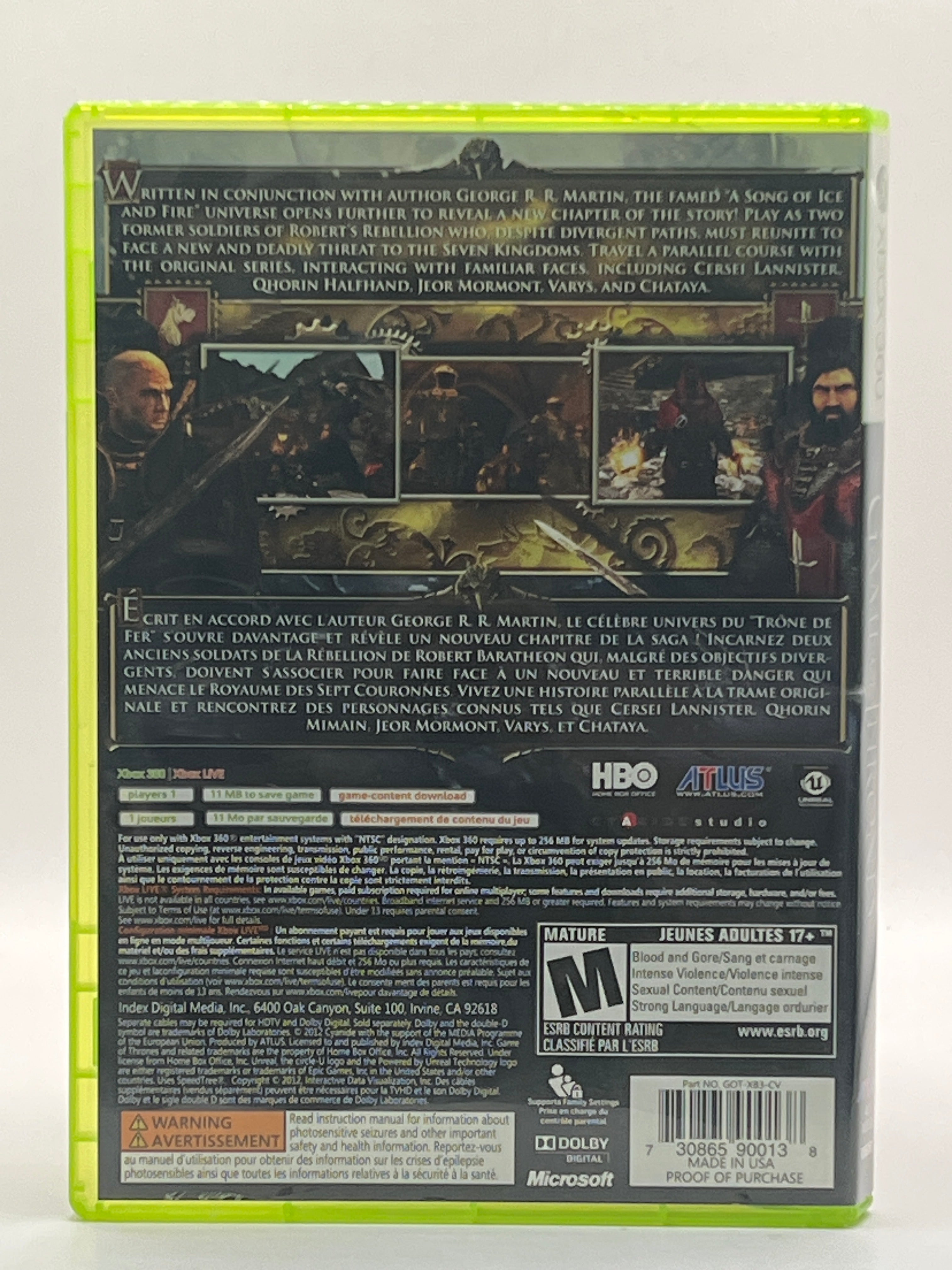 Game of Thrones: A Telltale Games Series CL01 (CIB) Xbox 360