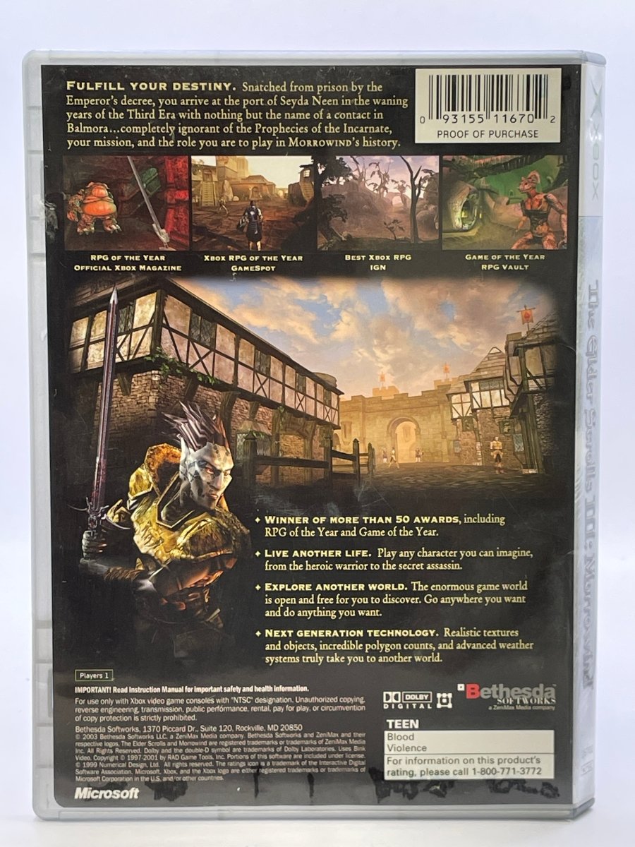 Elder Scrolls III Morrowind [Platinum Hits] CL01 (CIB) Original Xbox