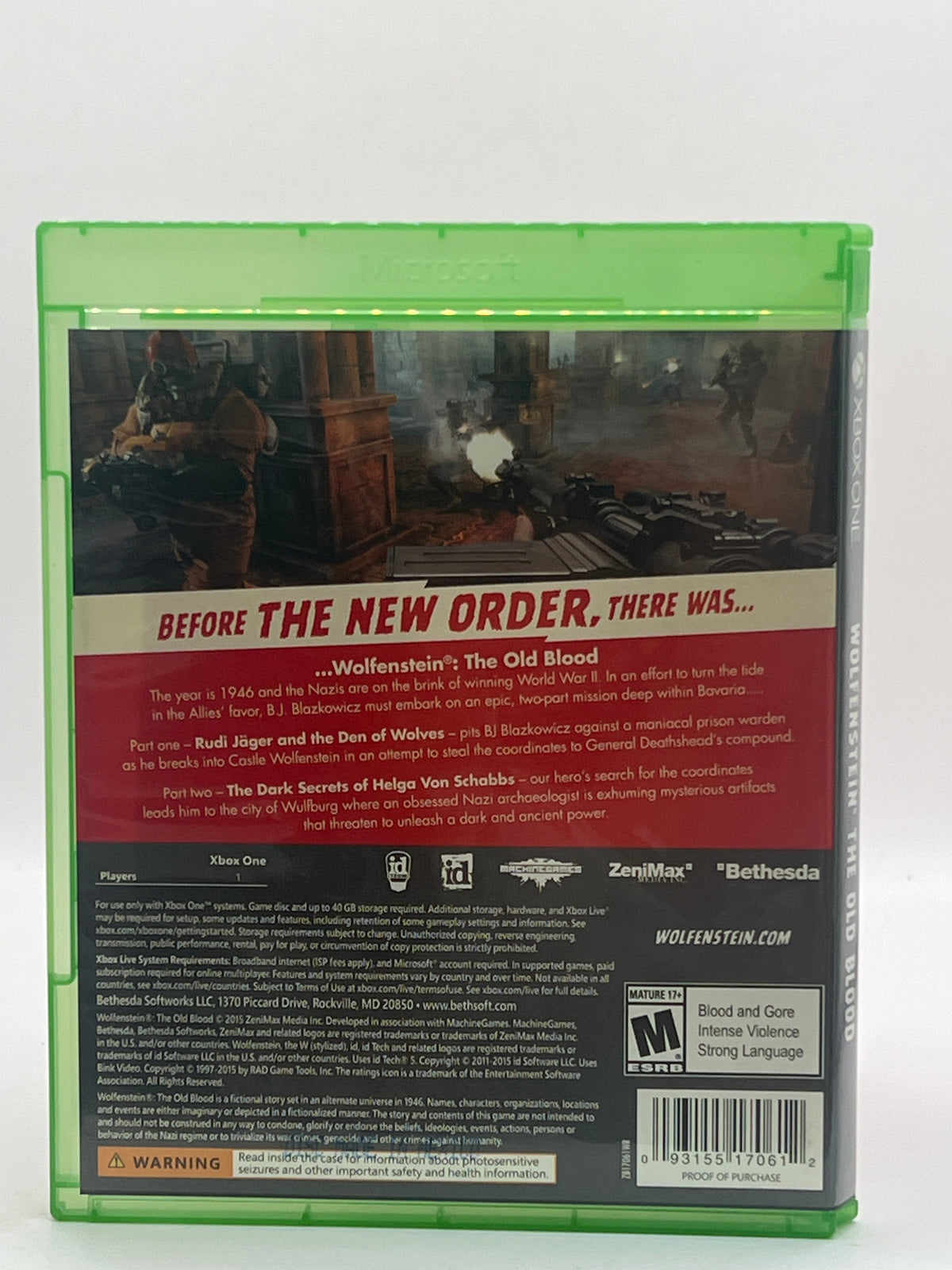 Wolfenstein: The Old Blood CL01 (CIB) Xbox One