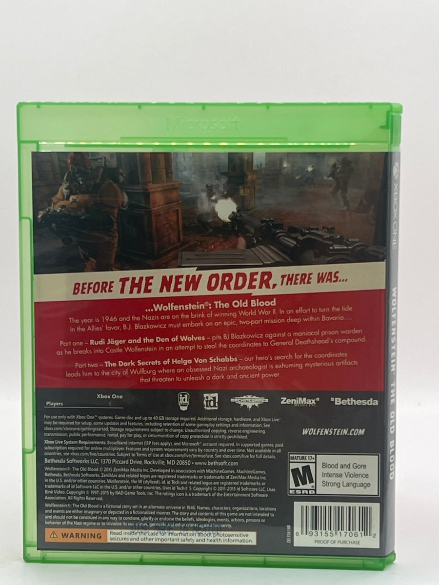 Wolfenstein: The Old Blood CL01 (CIB) Xbox One