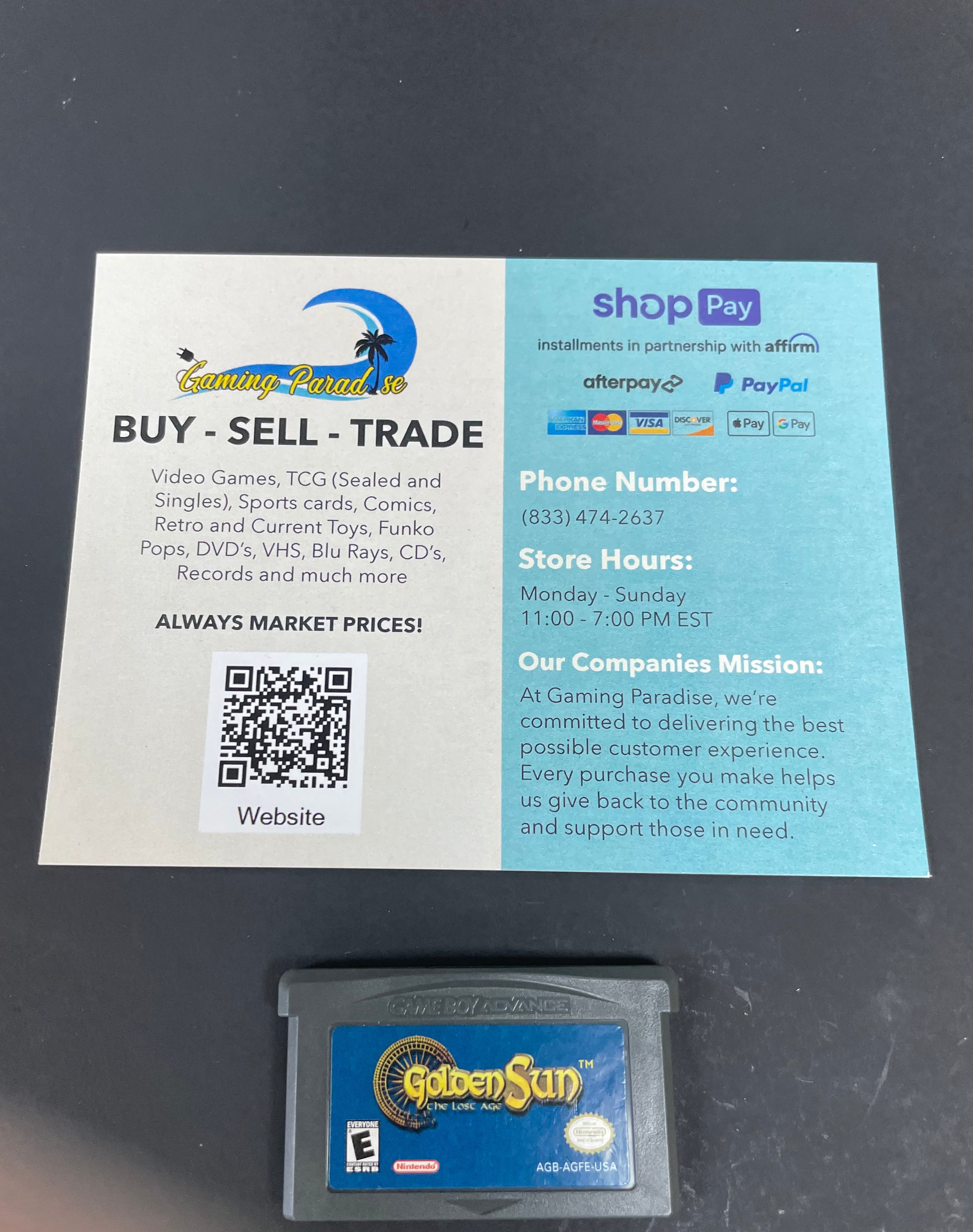 Golden Sun The Lost Age GameBoy Advance CL 01