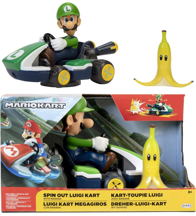 Mariokart Luigi Racer Vehicle Spin Out 2.5" (New) - Toys