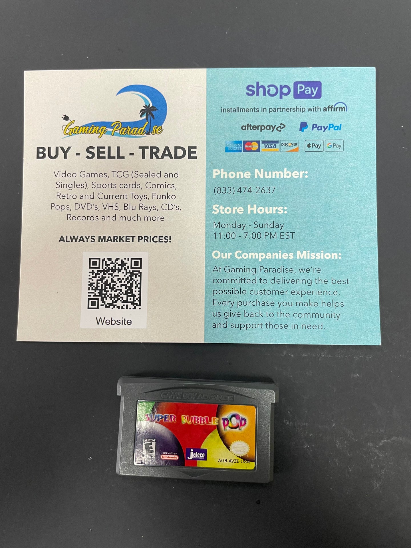 Super Bubble Pop GameBoy Advance CL 01