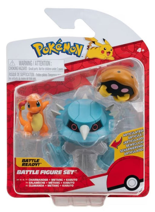 Pokémon Battle Figure Set (Charmander, Metang, Kabuto) - New - Toys