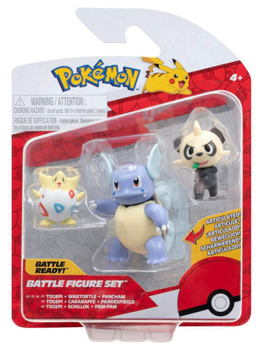 Pokémon Battle Figure Set (Togepi, Wartortle, Pancham) - New - Toys