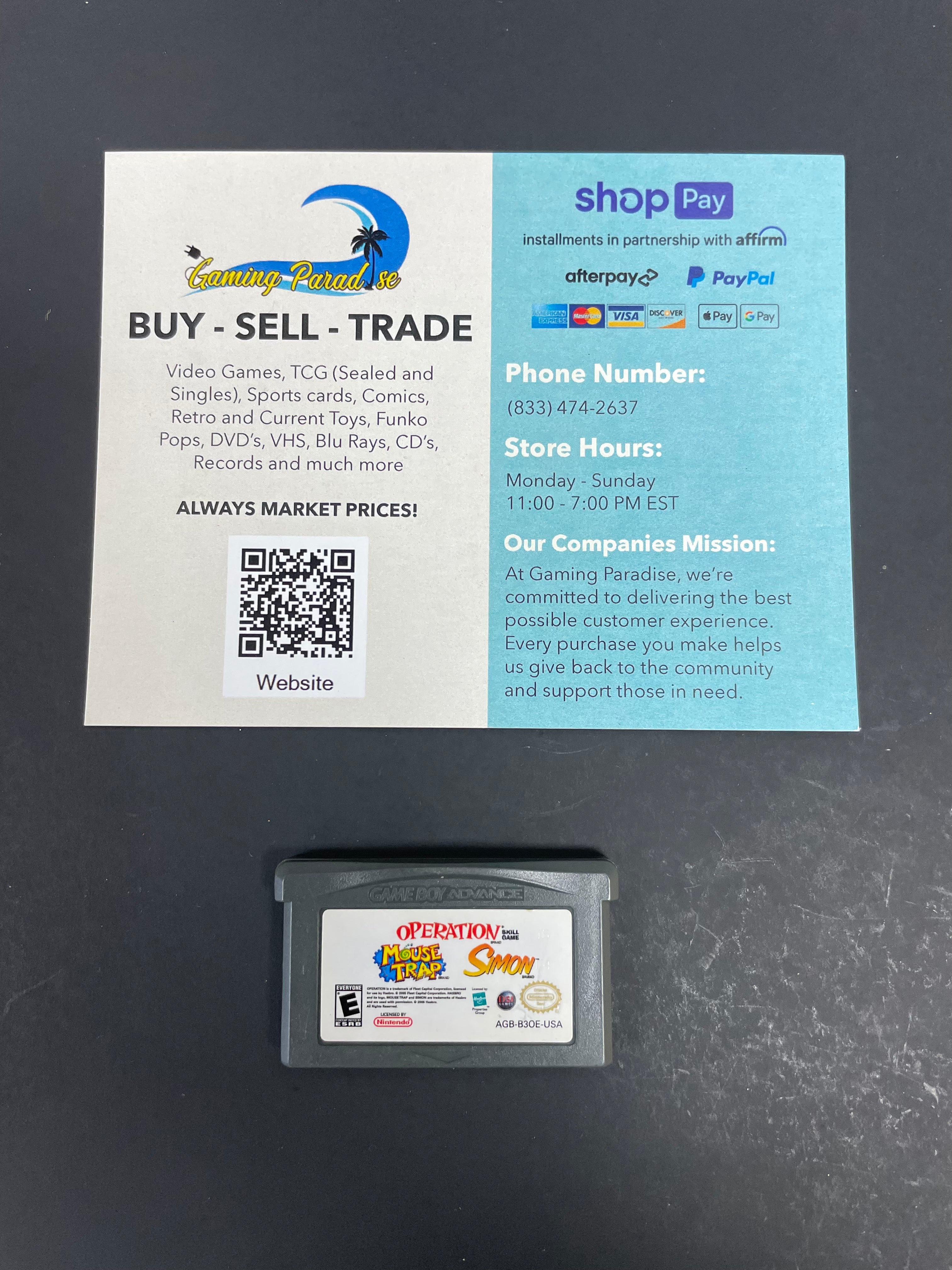 Mouse Trap/Operation/Simon GameBoy Advance CL 02