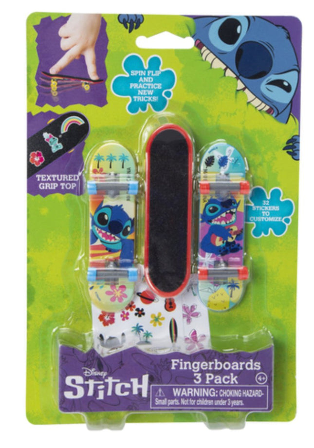 Disney Stitch Fingerboards With Stickers 3-Count (New) - Toys