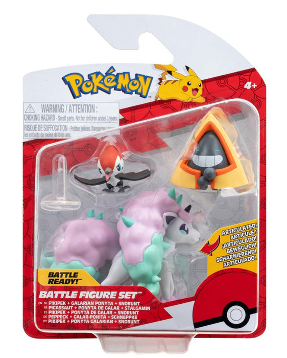 Pokémon Battle Figure Set (Pikipek, Galarian Ponyta, Snorunt) - New - Toys