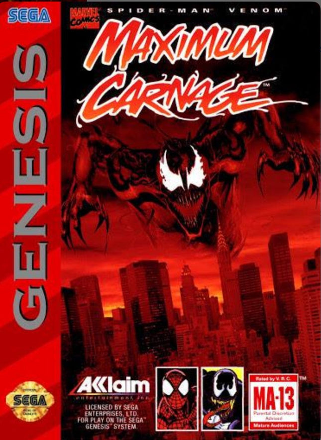 Spiderman: Maximum Carnage  - Cart Only - Sega Genesis