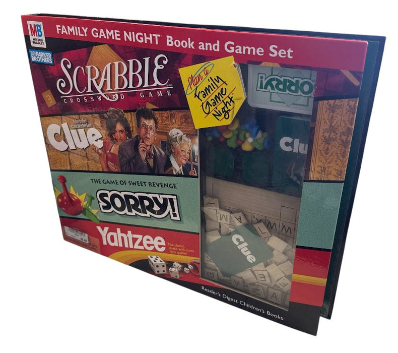 Family Game Night Book And Game Set Scrabble, Clue, Sorry, Yahtzee - Pre Owned