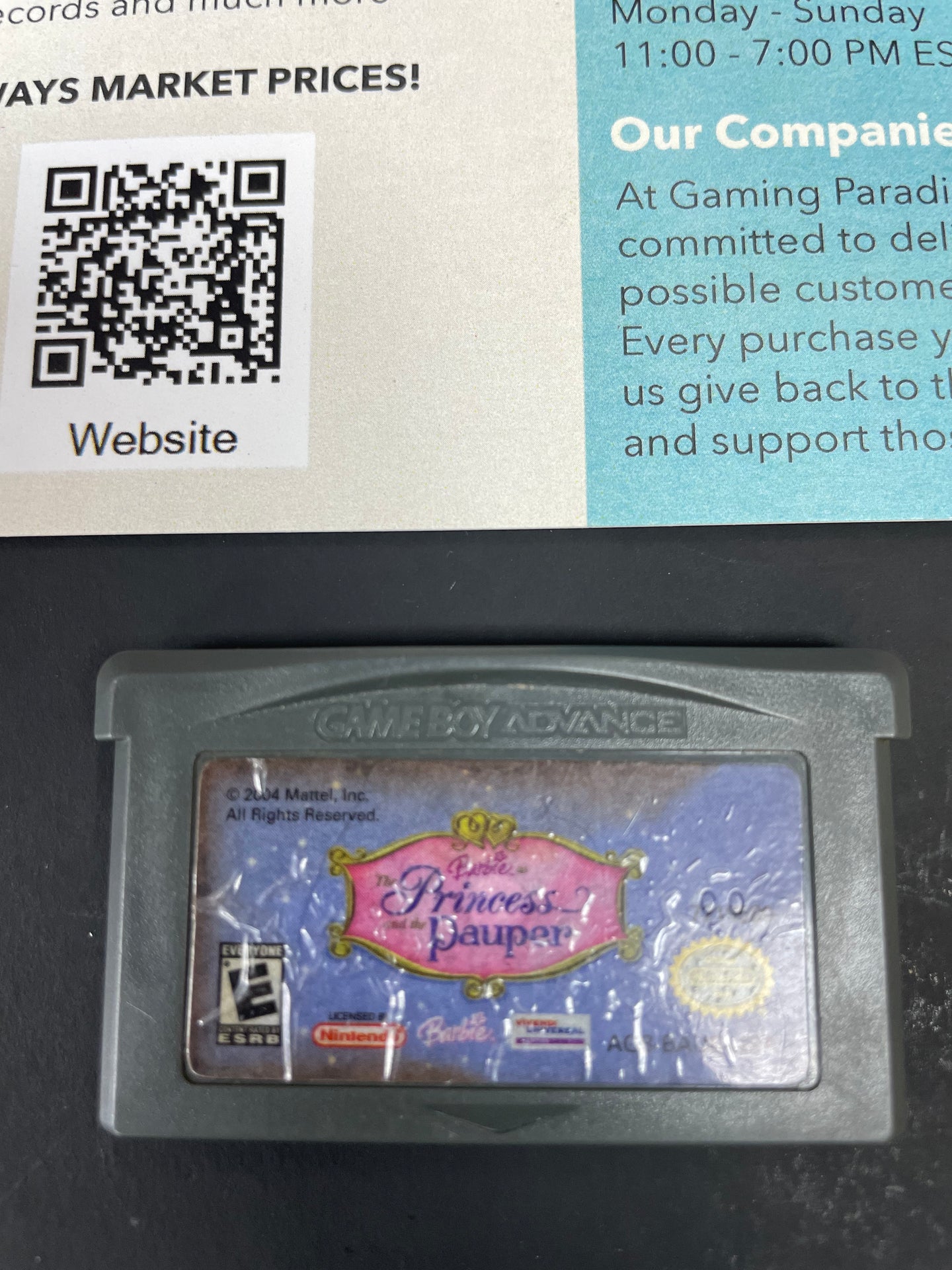Barbie Princess and the Pauper GameBoy Advance CL 01