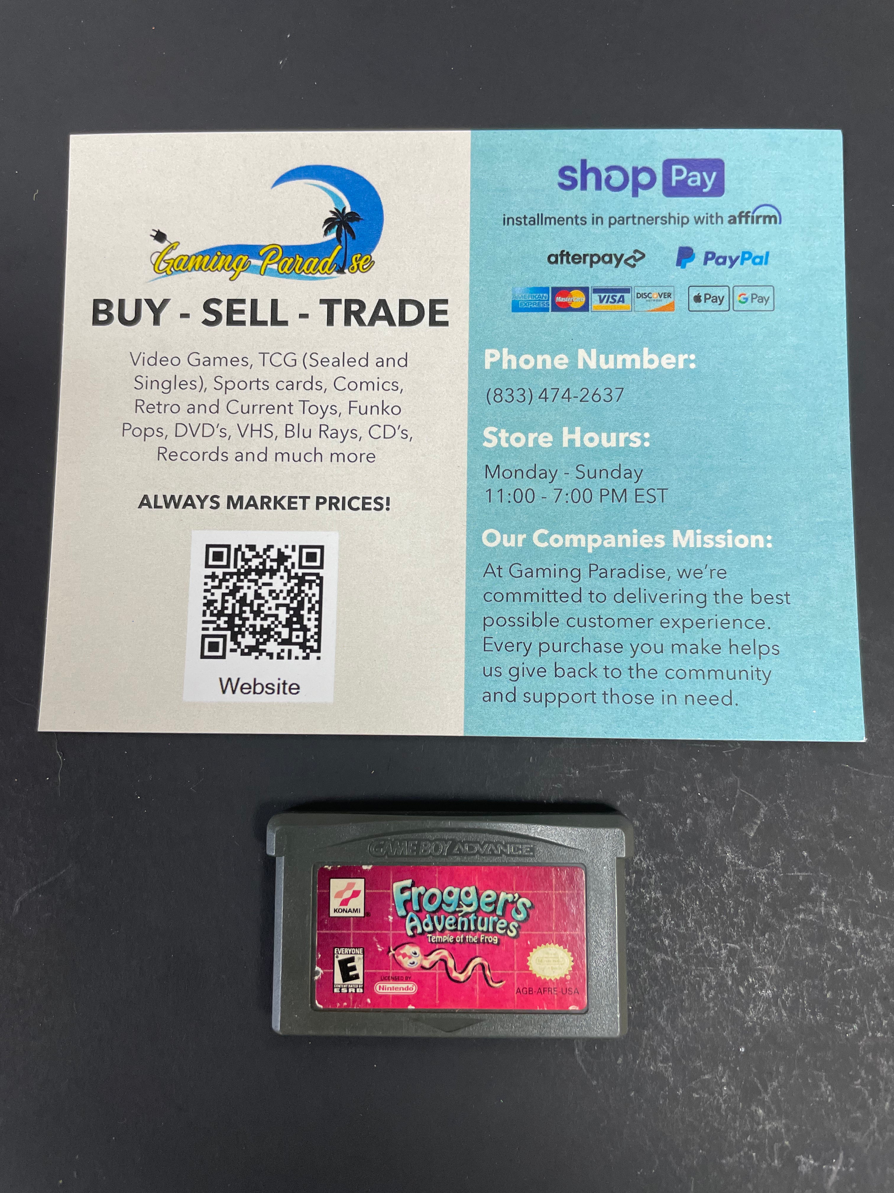 Frogger's Adventures: Temple of the Frog GameBoy Advance CL 01