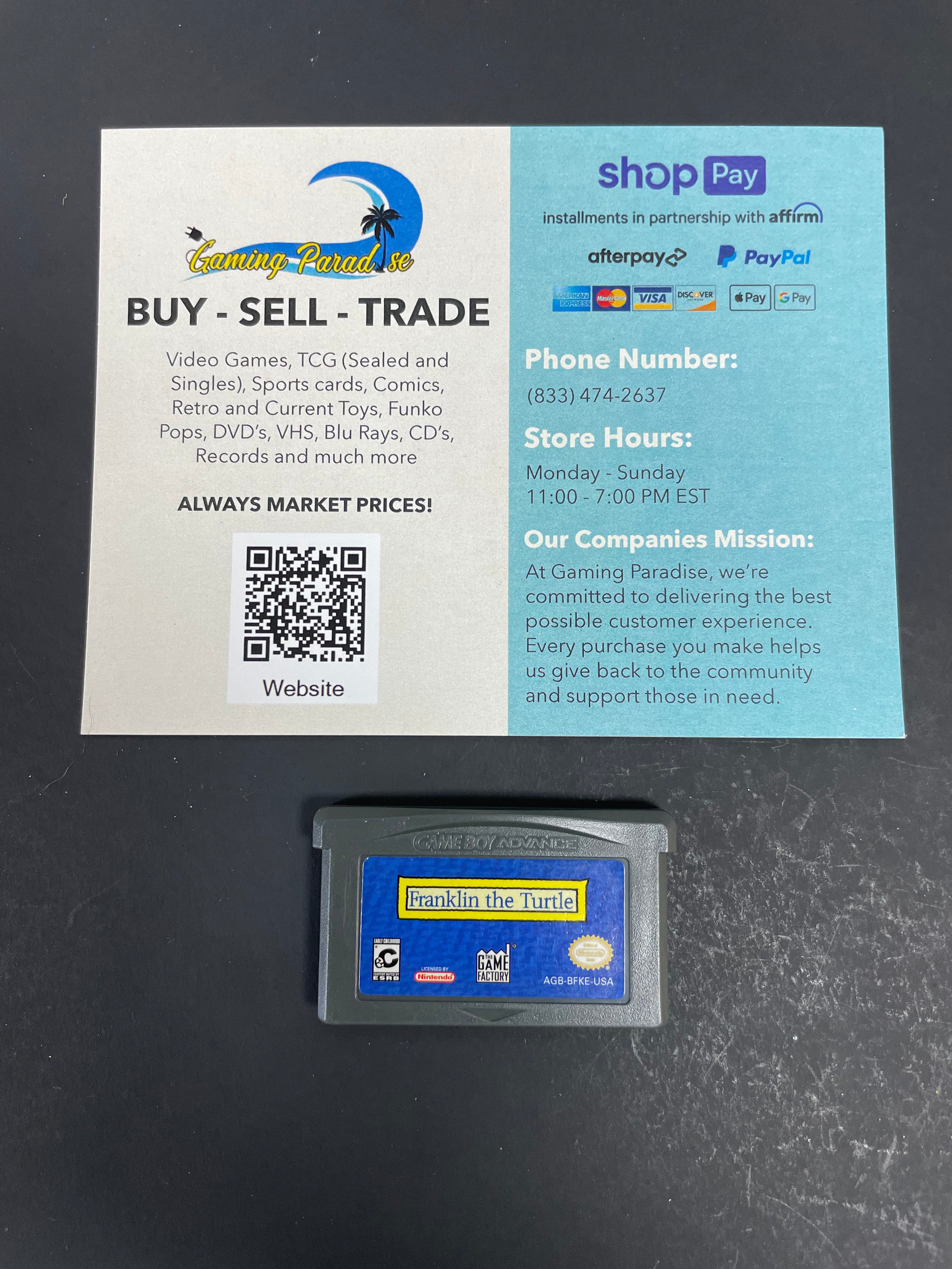 Franklin the Turtle GameBoy Advance CL 01
