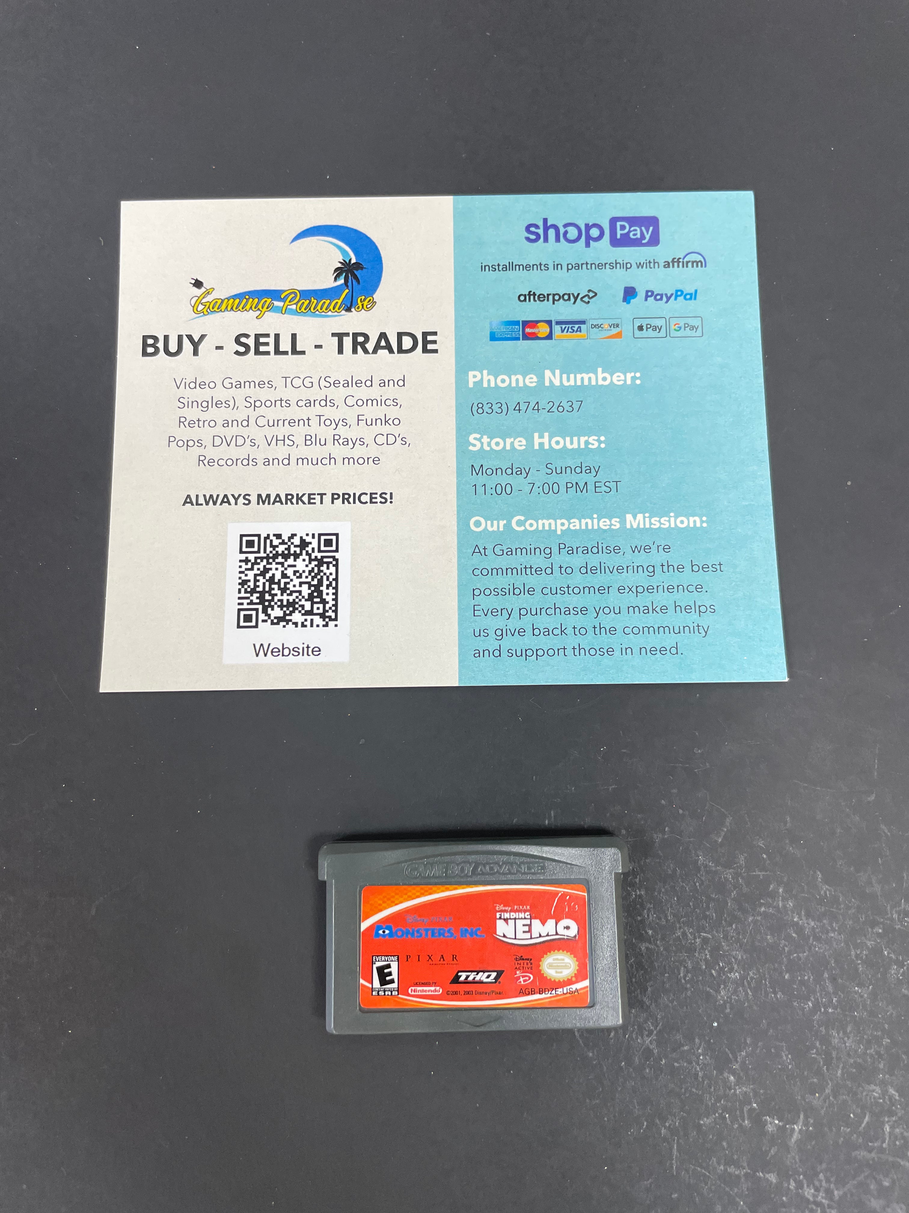 Finding Nemo and Monsters, Inc. GameBoy Advance CL 01